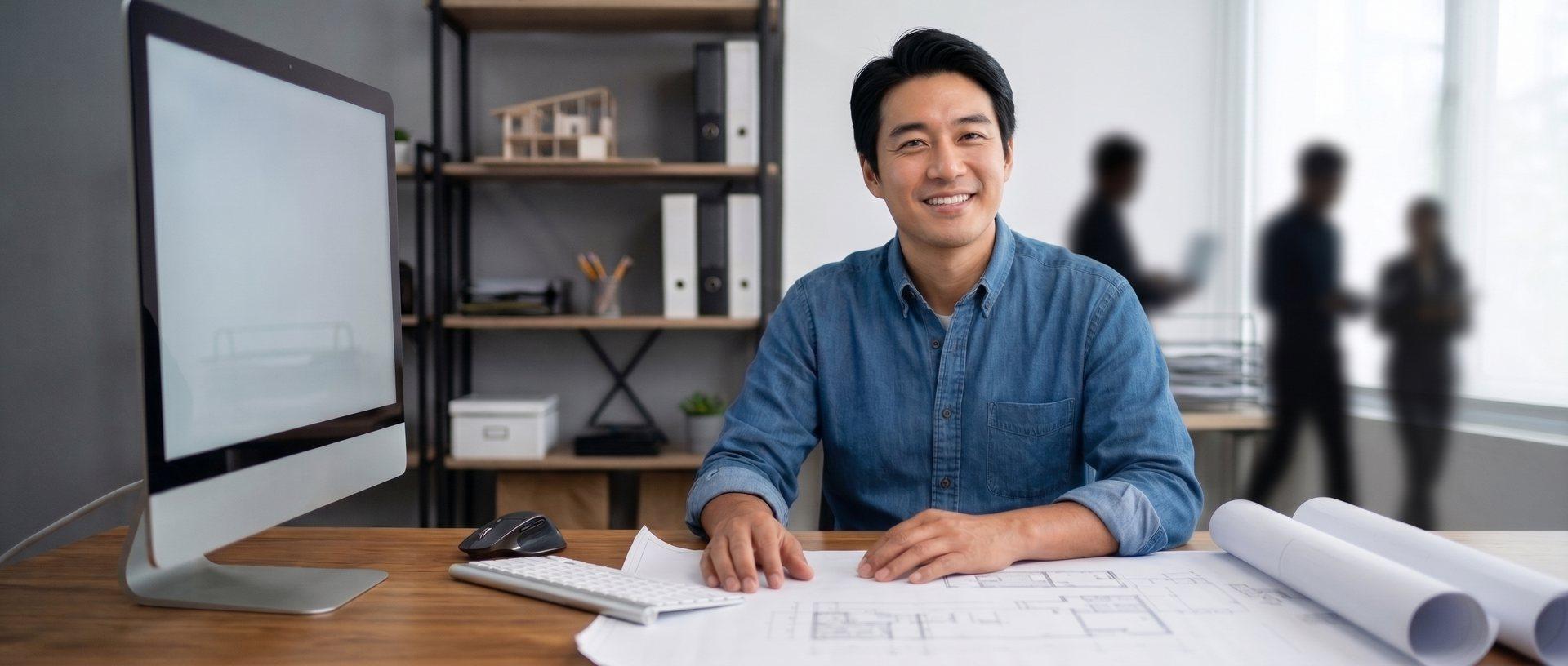 A consultant at a desk working through a client plan